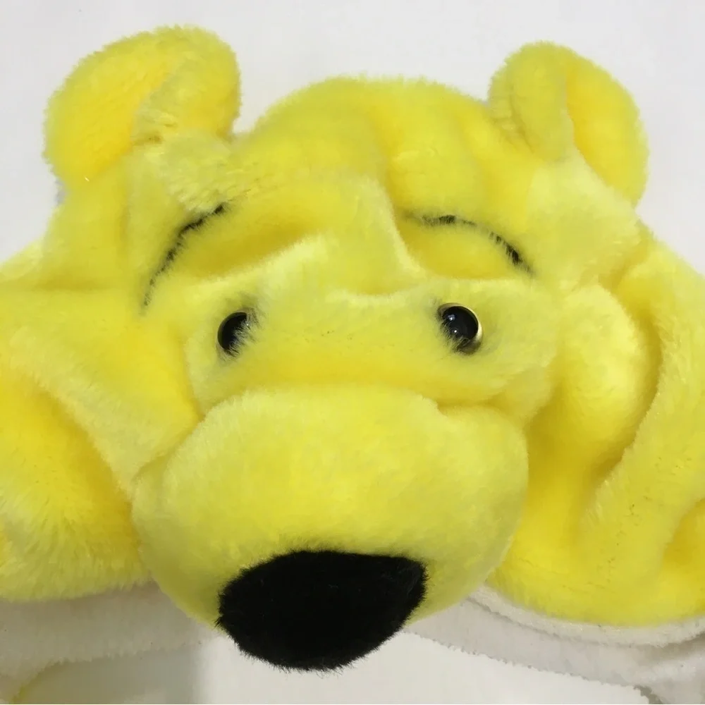Toddler boy yellow bear fleece lined winter hat